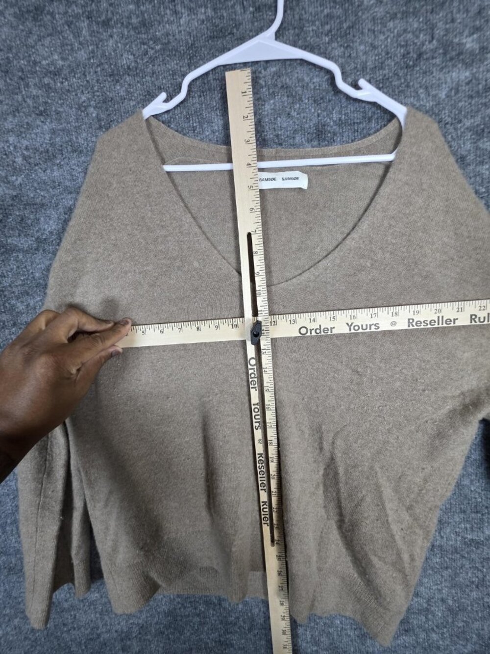 Samsoe Samsoe Sweater Womens M Brown Cashmere Nola V Neck Pullover Pilling - Picture 6 of 8